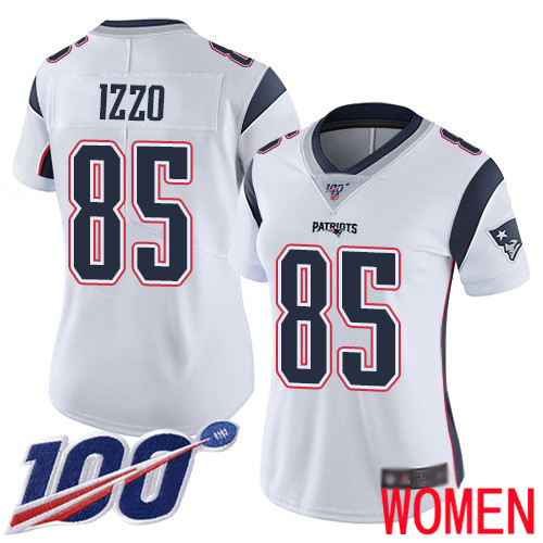 New England Patriots Football 85 Vapor Untouchable 100th Season Limited White Women Ryan Izzo Road NFL Jersey